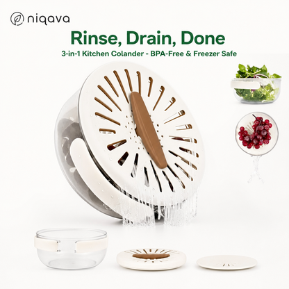 3 in 1 Kitchen Colanders Bowl with Quick Drain Design