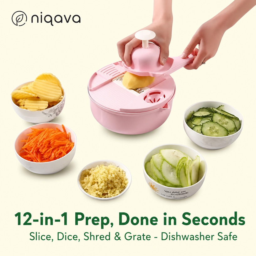 Vegetable Slicer 12-in-1 Multi-Functional Set — Grater, Shredder & Salad Prep