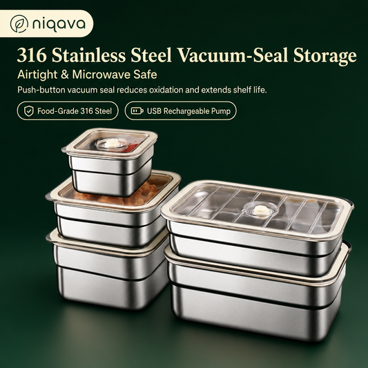 316 Stainless Steel Vacuum-Seal Storage Containers — Airtight, Freezer & Microwave Safe
