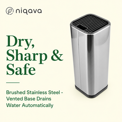 Drainable Knife Block & Utensil Caddy — Keeps Blades Dry, Sharp & Safe