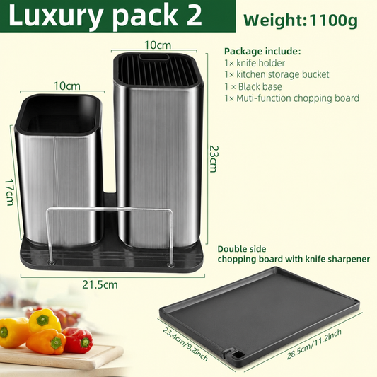 Drainable Knife Block & Utensil Caddy — Keeps Blades Dry, Sharp & Safe