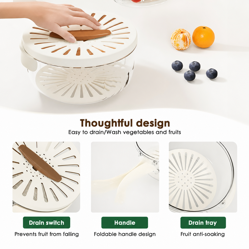 3 in 1 Kitchen Colanders Bowl with Quick Drain Design