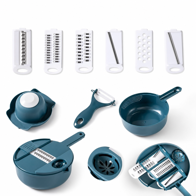 Vegetable Slicer 12-in-1 Multi-Functional Set — Grater, Shredder & Salad Prep