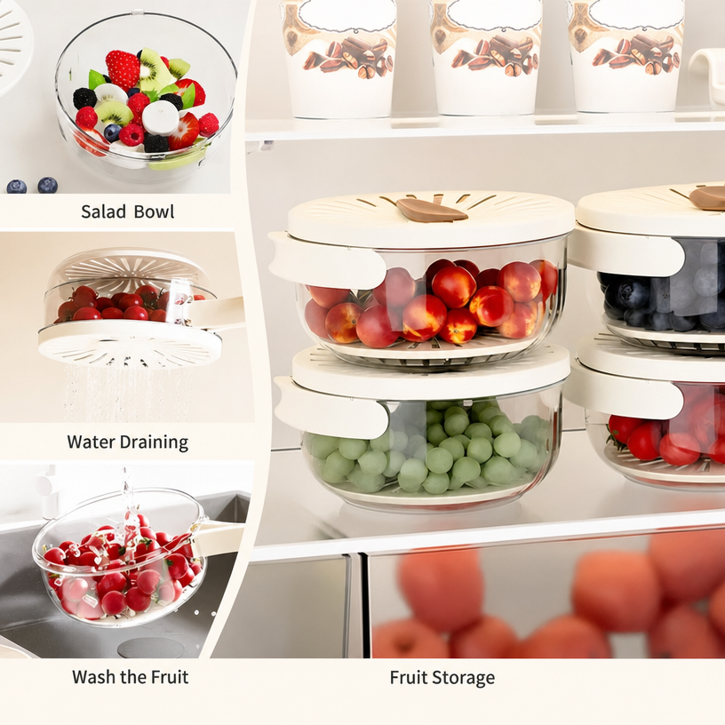 3 in 1 Kitchen Colanders Bowl with Quick Drain Design