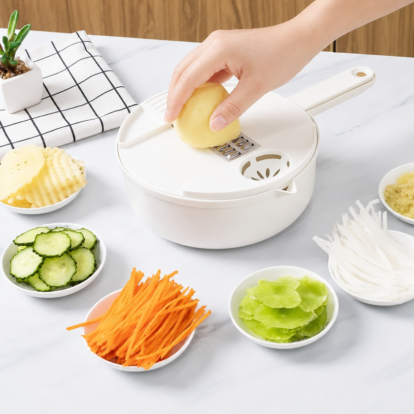 Vegetable Slicer 12-in-1 Multi-Functional Set — Grater, Shredder & Salad Prep