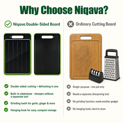 4-in-1 Aluminum Cutting Board — Quick-Defrost, Grinder & Knife Sharpener