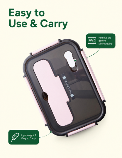 Leak-Proof Bento Lunch Box with Fork & Spoon — Microwave-Safe, 2 or 3 Compartments