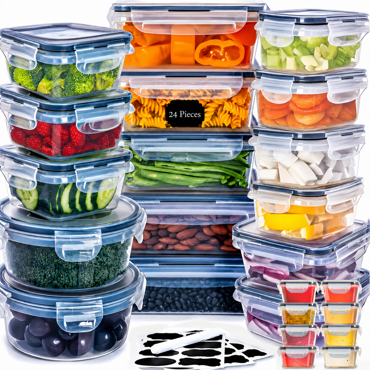 Airtight Food Storage Container Set – 48 Pieces (BPA-Free, Stackable)