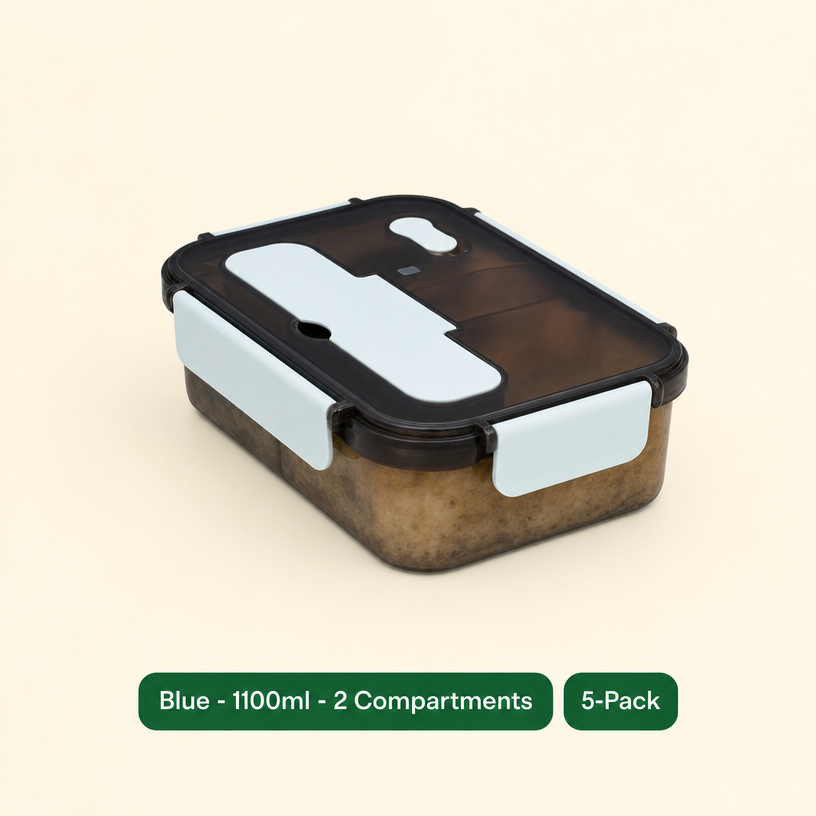 Leak-Proof Bento Lunch Box with Fork & Spoon — Microwave-Safe, 2 or 3 Compartments