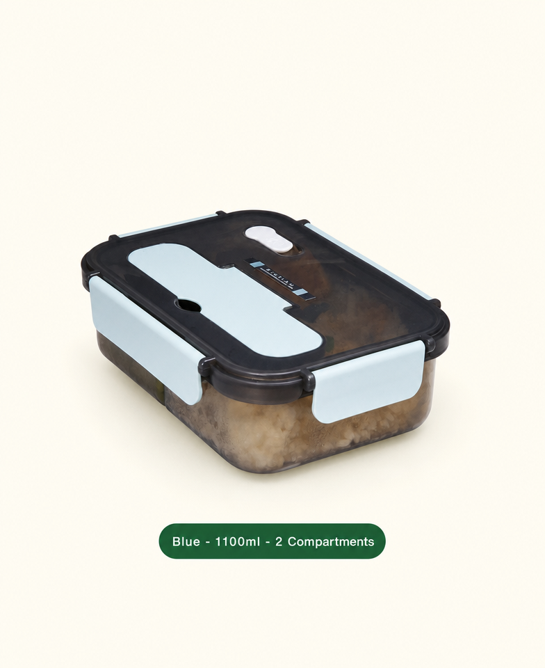 Leak-Proof Bento Lunch Box with Fork & Spoon — Microwave-Safe, 2 or 3 Compartments