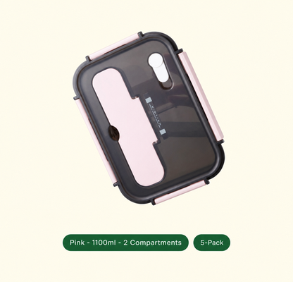 Leak-Proof Bento Lunch Box with Fork & Spoon — Microwave-Safe, 2 or 3 Compartments