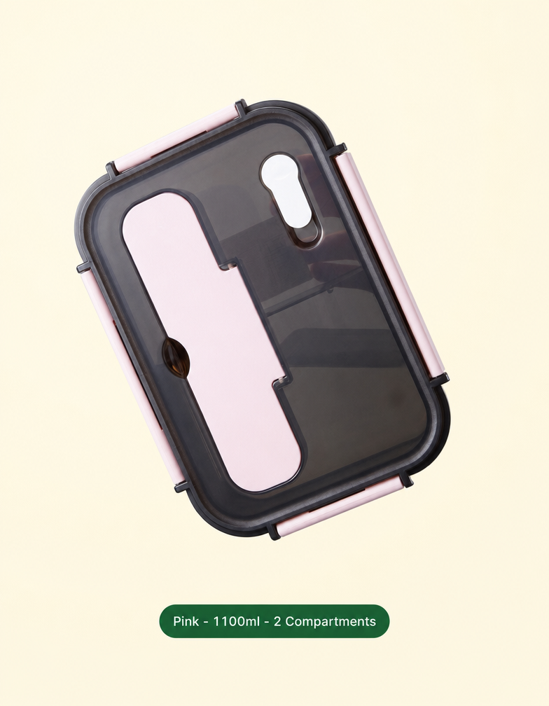 Leak-Proof Bento Lunch Box with Fork & Spoon — Microwave-Safe, 2 or 3 Compartments