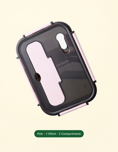 Leak-Proof Bento Lunch Box with Fork & Spoon — Microwave-Safe, 2 or 3 Compartments