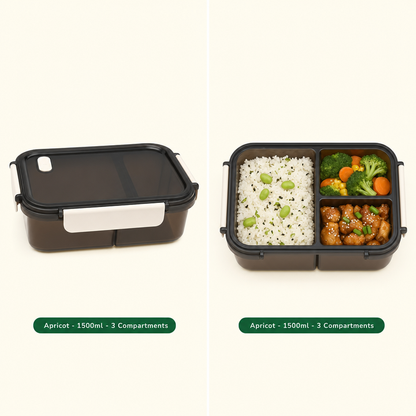 Leak-Proof Bento Lunch Box with Fork & Spoon — Microwave-Safe, 2 or 3 Compartments